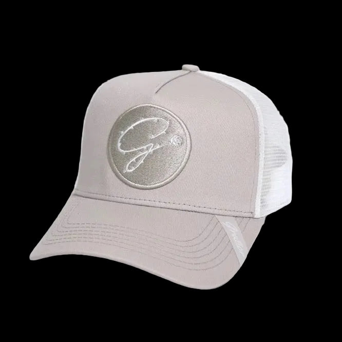 GRATIOR SIGNATURE TRUCKER CAP — GHOST GREY & WHITE
