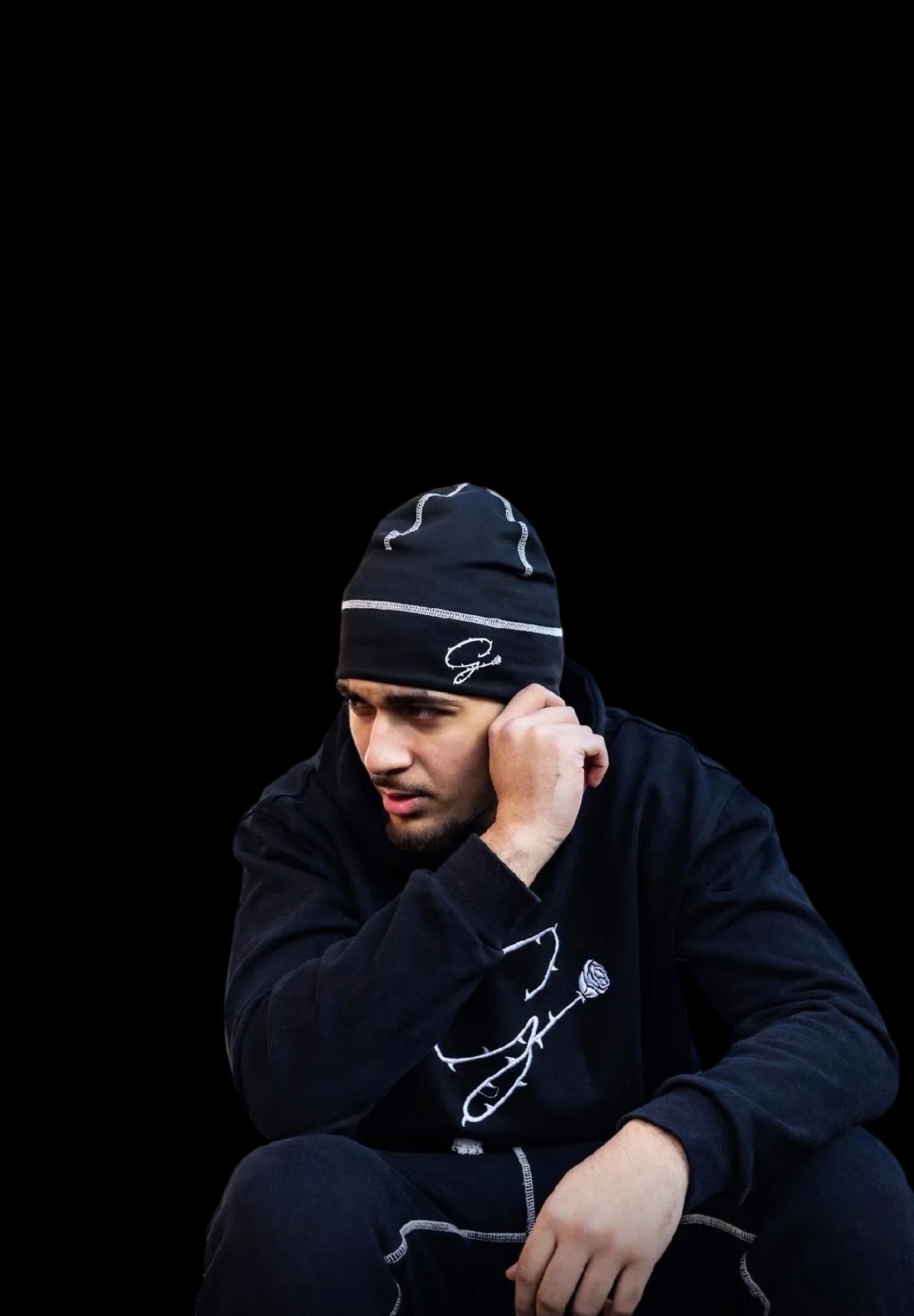 GRATIOR CONTRAST STITCH SKULLCAP — BLACK & WHITE